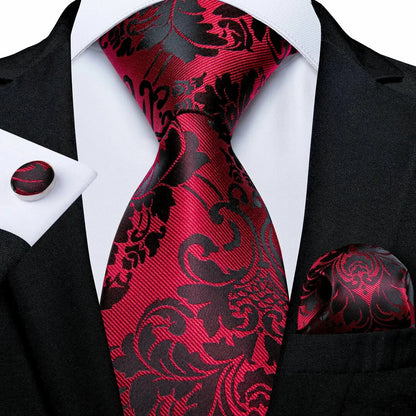 Men’s Elegant Paisley Tie Set – Jacquard Woven Necktie, Pocket Square & Cufflinks for Weddings, Business & Gifts