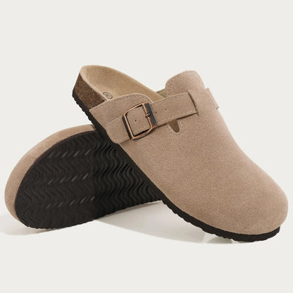 Crestar Cork Suede Mules Slippers – Classic Unisex Outdoor Clogs with Arch Support