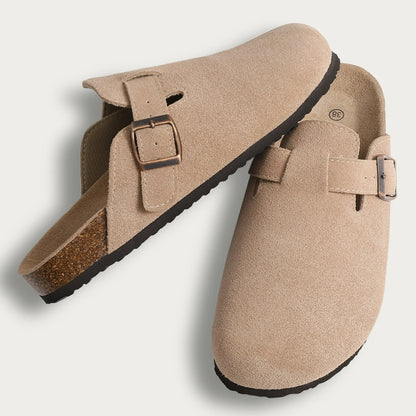 Crestar Cork Suede Mules Slippers – Classic Unisex Outdoor Clogs with Arch Support