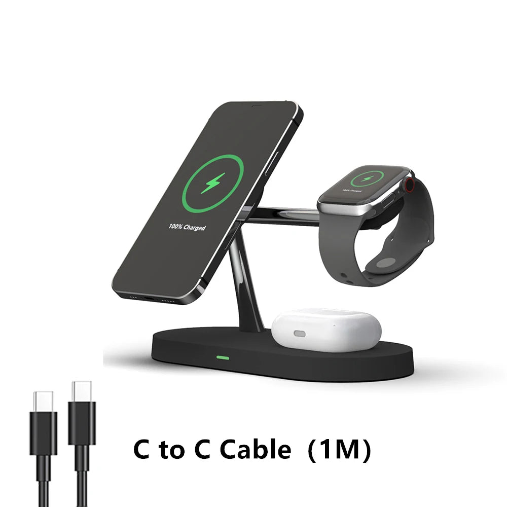 3-in-1 Fast Wireless Charging Station | Foldable Charger Dock for iPhone 16/15/14, Apple Watch & AirPods