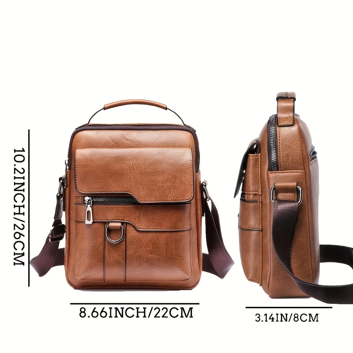 Men’s Shoulder Bag for 9.7" iPad - PU Leather Business Crossbody Messenger Travel Bag