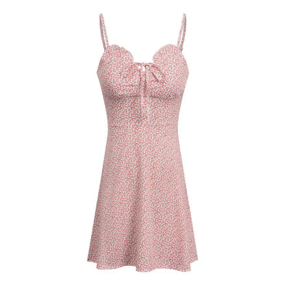 Summer Floral V-Neck Camisole Mini Dress – Sexy Spaghetti Strap Bodycon Beach Dress (S–2XL)