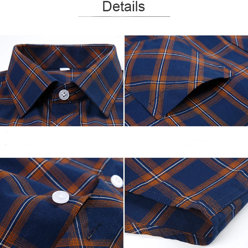Plus Size 100% Cotton Plaid Short Sleeve Shirt for Men – Sizes Up to 8XL – Soft, Lightweight & Casual Summer Style