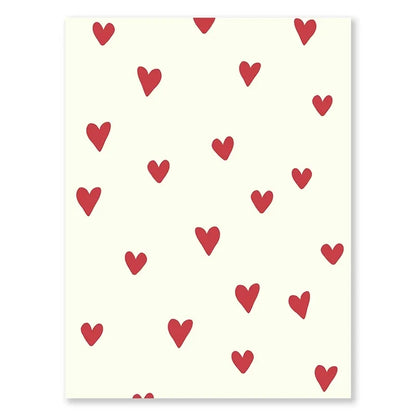 Valentine's Day Queue Gallery Printable Poster - Vintage Romantic Wall Art Cute Pink Heart Canvas Painting for Home Bedroom Decoration