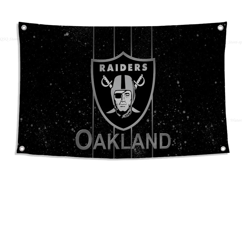 Customizable Raiders Flag - High-Quality Polyester Banner for Outdoor Decor & Room Aesthetic