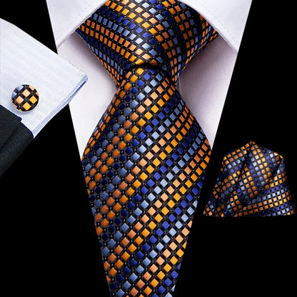 Burgundy Brown & Black Paisley Striped Silk Tie Set – Necktie + Pocket Square + Cufflinks – Formal Gift Set for Men