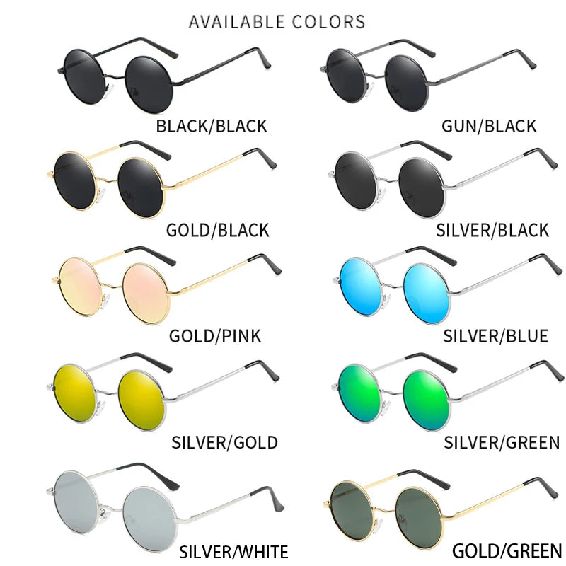 RUOBO Retro Polarized Round Metal Frame Sunglasses – Unisex Designer UV400 Shades for Driving & Fishing