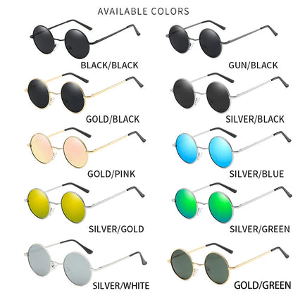 RUOBO Retro Polarized Round Metal Frame Sunglasses – Unisex Designer UV400 Shades for Driving & Fishing