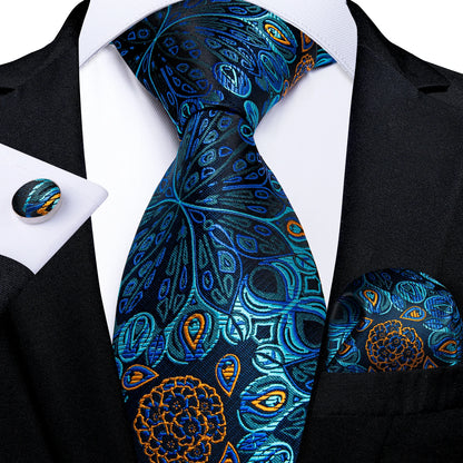 Men’s Paisley Tie Set – Luxury Silk-Feel Necktie, Pocket Square & Cufflinks – Formal Wedding & Prom Gift Set