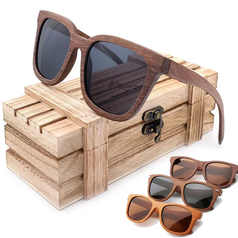 Retro Bamboo Sunglasses for Women Wooden Glasses Fashion Men Square Eyewear Shades UV Protection Eyeglasses Brand Designer