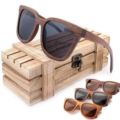 Retro Bamboo Sunglasses for Women Wooden Glasses Fashion Men Square Eyewear Shades UV Protection Eyeglasses Brand Designer