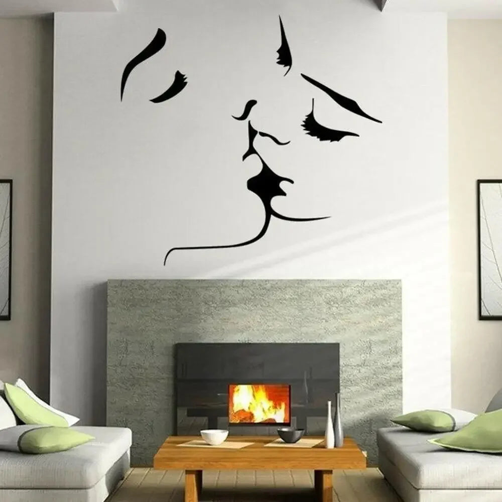 Kissing Couple Romantic Love Poster Abstract Canvas Painting - Black and White Wall Art Pictures Print for Bedroom Home Decoration