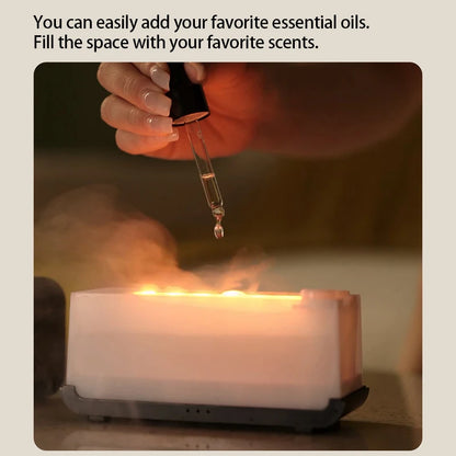 Simulation Flame Aromatherapy Machine Mini Air Humidifier LED Colorful Light Timer Humidifier Home Perfume Diffuser