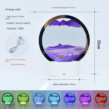 LED RGB 3D Moving Sand Art Lamp – 16-Color Quicksand Night Light with Remote & Touch Control