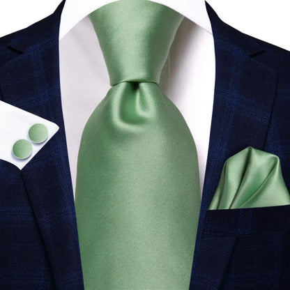 Navy Blue Striped Silk Tie Set for Men – Necktie, Pocket Square & Cufflinks – Formal Business & Wedding Gift Set