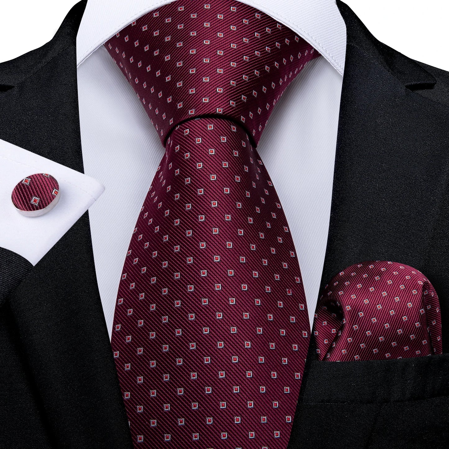 Men’s Paisley Tie Set – Luxury Silk-Feel Necktie, Pocket Square & Cufflinks – Formal Wedding & Prom Gift Set