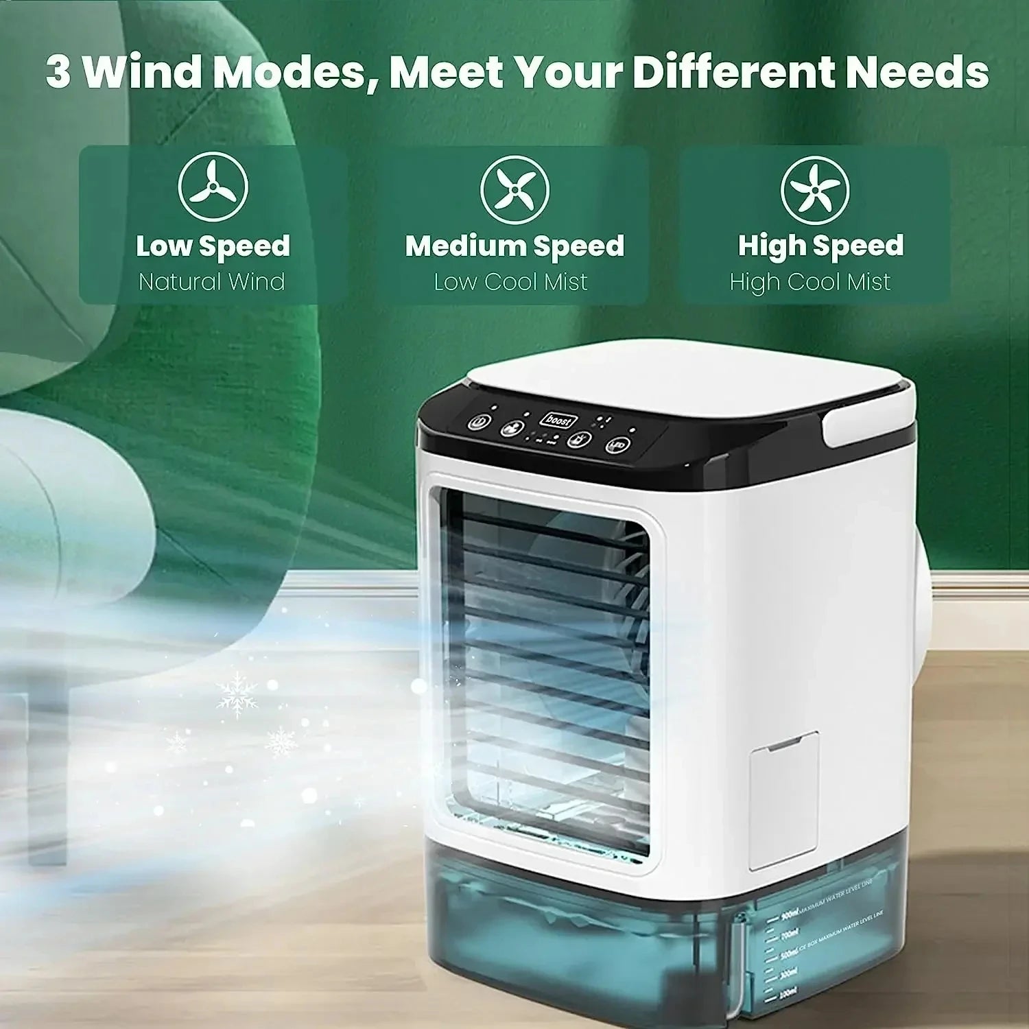 Mini 4-in-1 Portable Air Conditioner with Humidifier & 900ML Tank – Personal AC Fan with 3-Speed Cooling for Home, Office & Travel