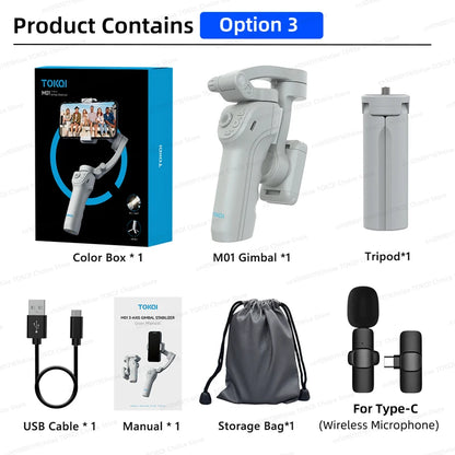 Handheld Gimbal Phone Stabilizer with Fill Light for Smartphone 3-Axis anti Shake Foldable Holder Selfie Tripod for Iphone