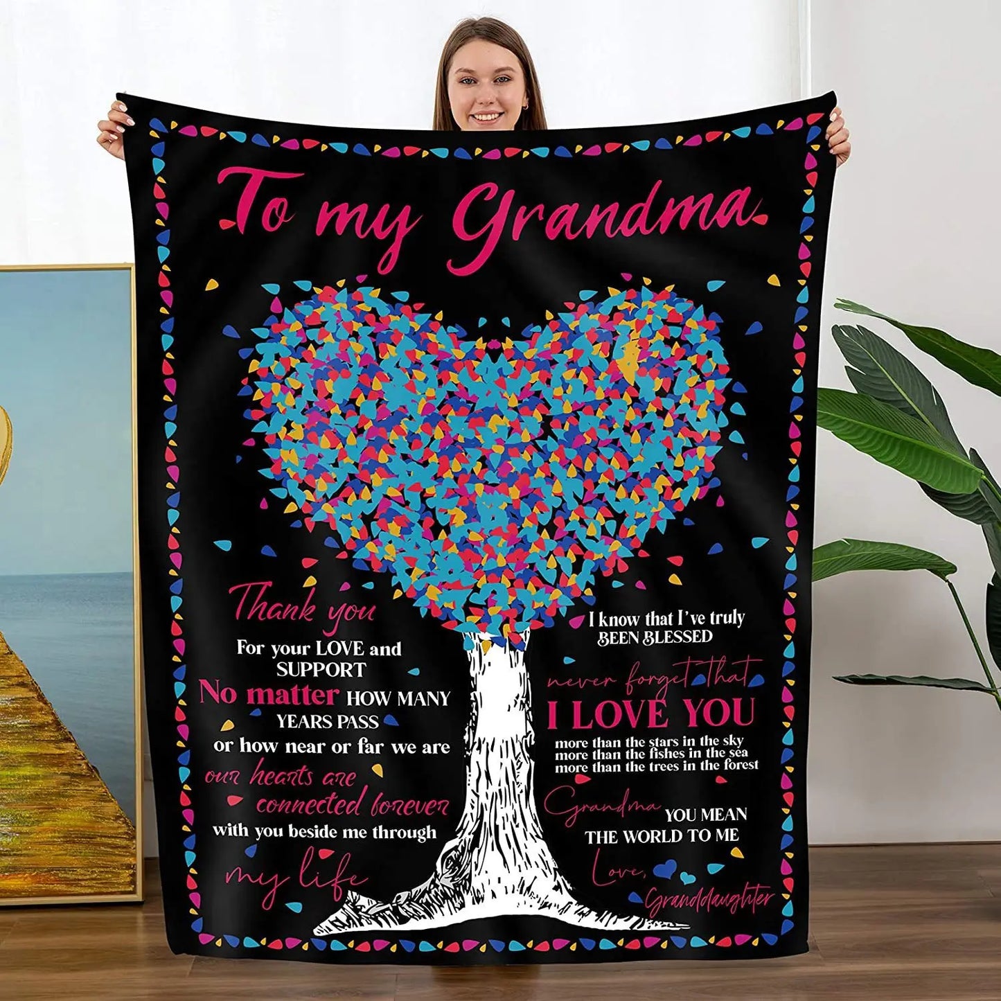 To My Best Son Print Flannel Blanket Pink Heart Love Gift Warm Throw Blanket for Bed Sofa Couch Birthday Gifts Home Queen