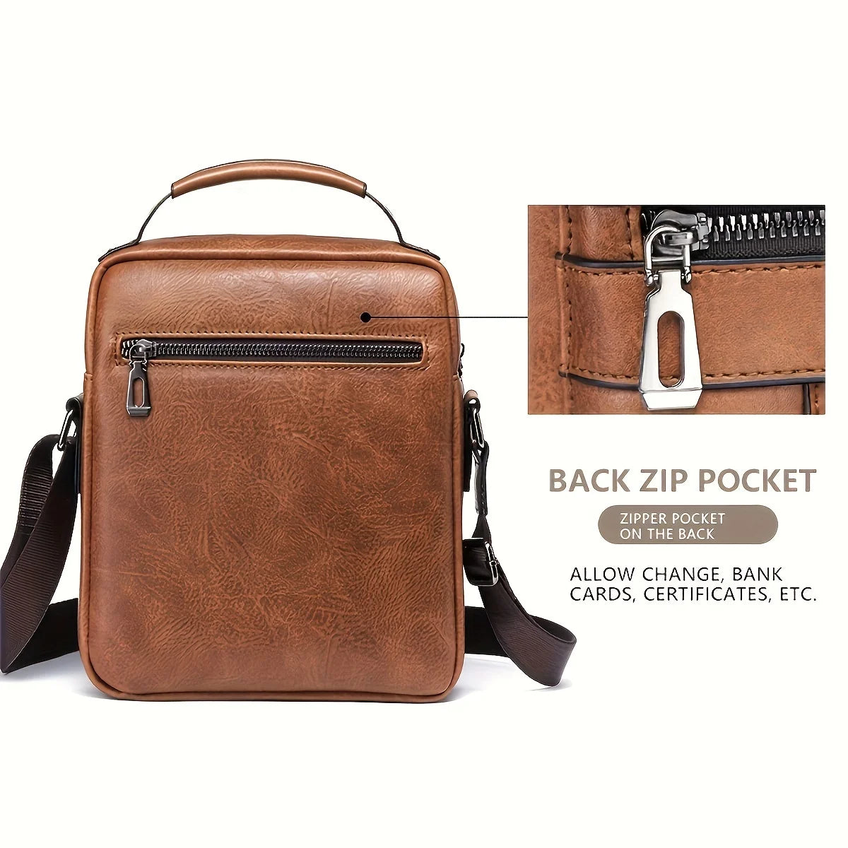 Men’s Shoulder Bag for 9.7" iPad - PU Leather Business Crossbody Messenger Travel Bag