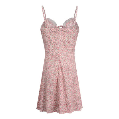 Summer Floral V-Neck Camisole Mini Dress – Sexy Spaghetti Strap Bodycon Beach Dress (S–2XL)