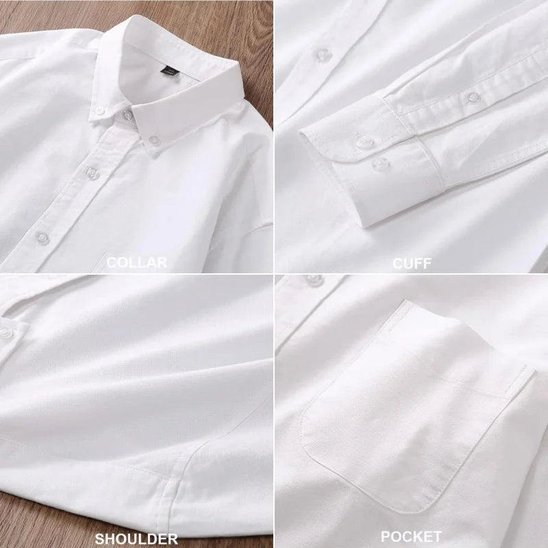 Men’s 100% Cotton Oxford Long Sleeve Shirt – Regular Fit Soft Casual Dress Shirt for Work & Social Events