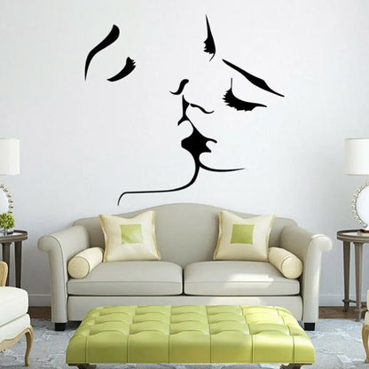 Kissing Couple Romantic Love Poster Abstract Canvas Painting - Black and White Wall Art Pictures Print for Bedroom Home Decoration