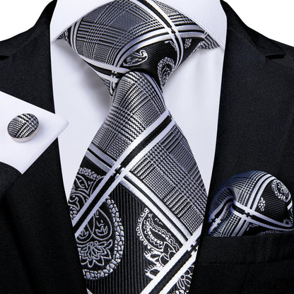 Men’s Paisley Tie Set – Luxury Silk-Feel Necktie, Pocket Square & Cufflinks – Formal Wedding & Prom Gift Set