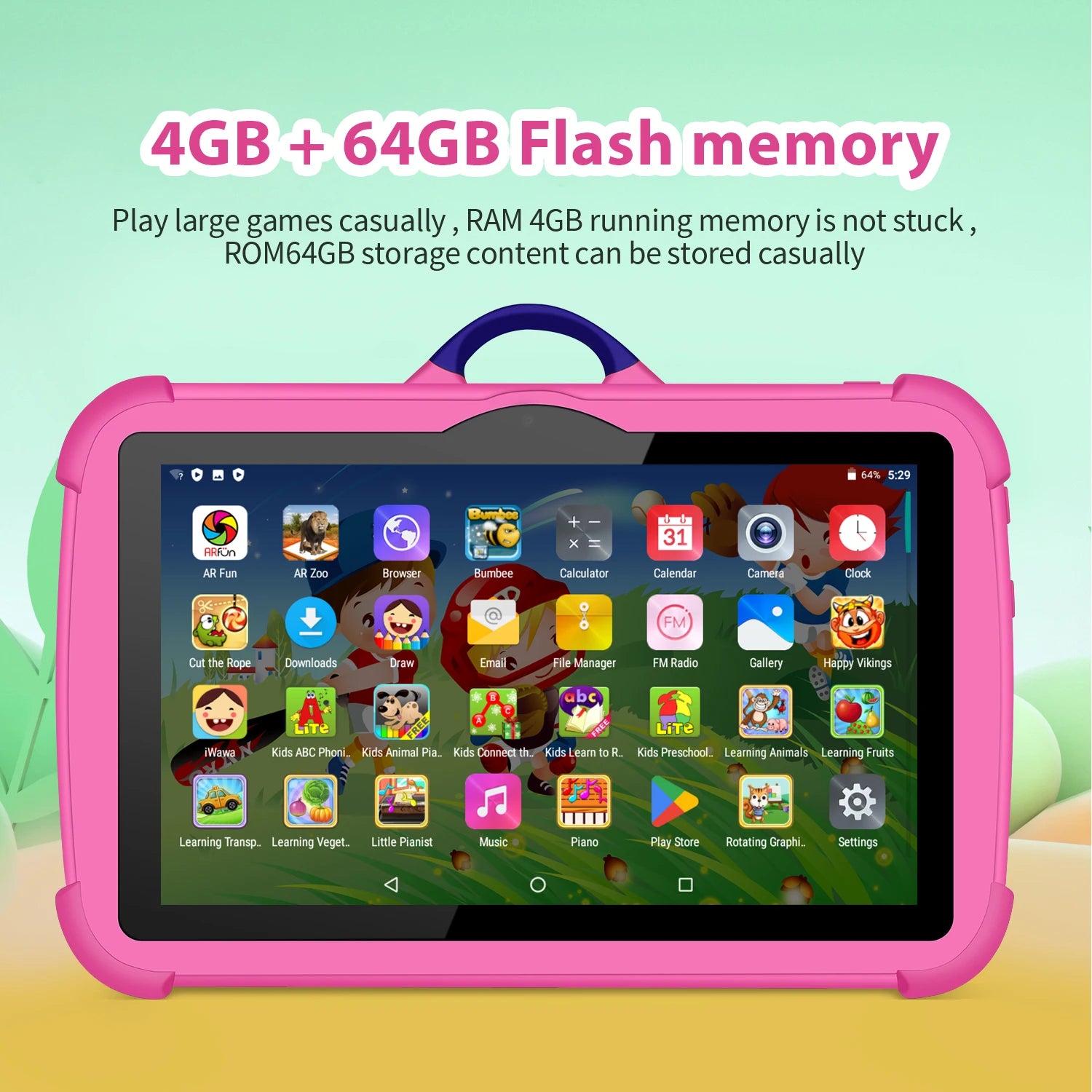 Kids Tablet 7 Inch Quad Core 4GB RAM 64GB ROM Android Learning Education Games Tablets Children'S Gifts