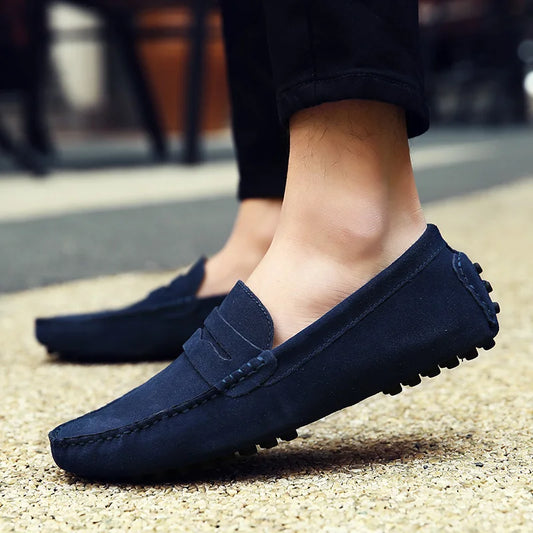 Men’s High-Quality Leather Loafers – Casual Moccasins Slip-On Flats for Driving & Fashion (Size 38-49)