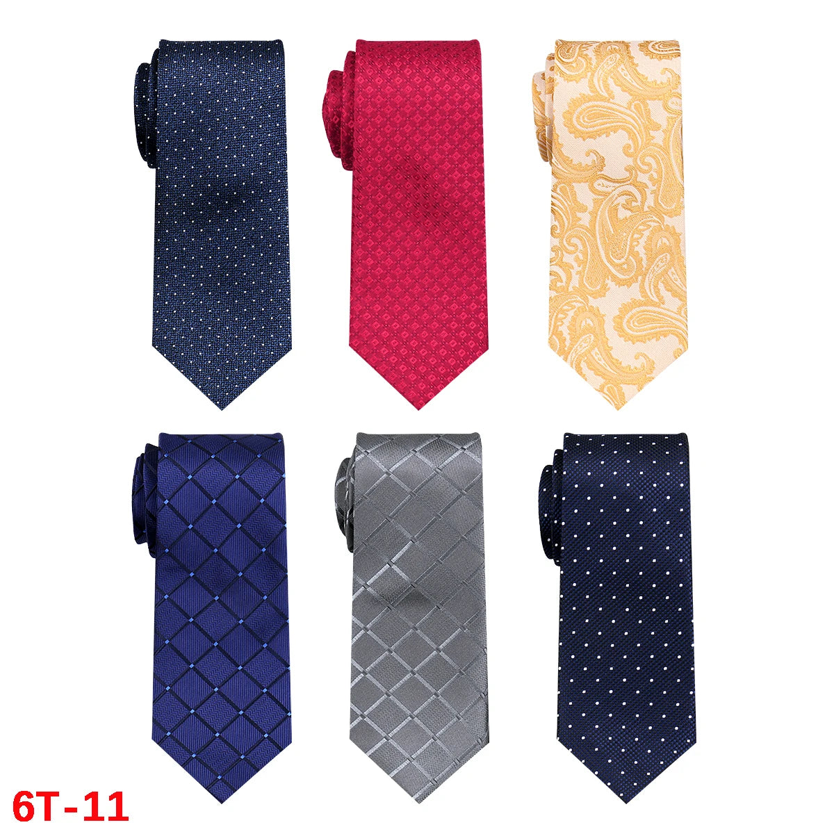 6-Pack Classic Woven Jacquard Men’s Ties – Business & Wedding Necktie Set | Formal Accessories for Workplace or Gift