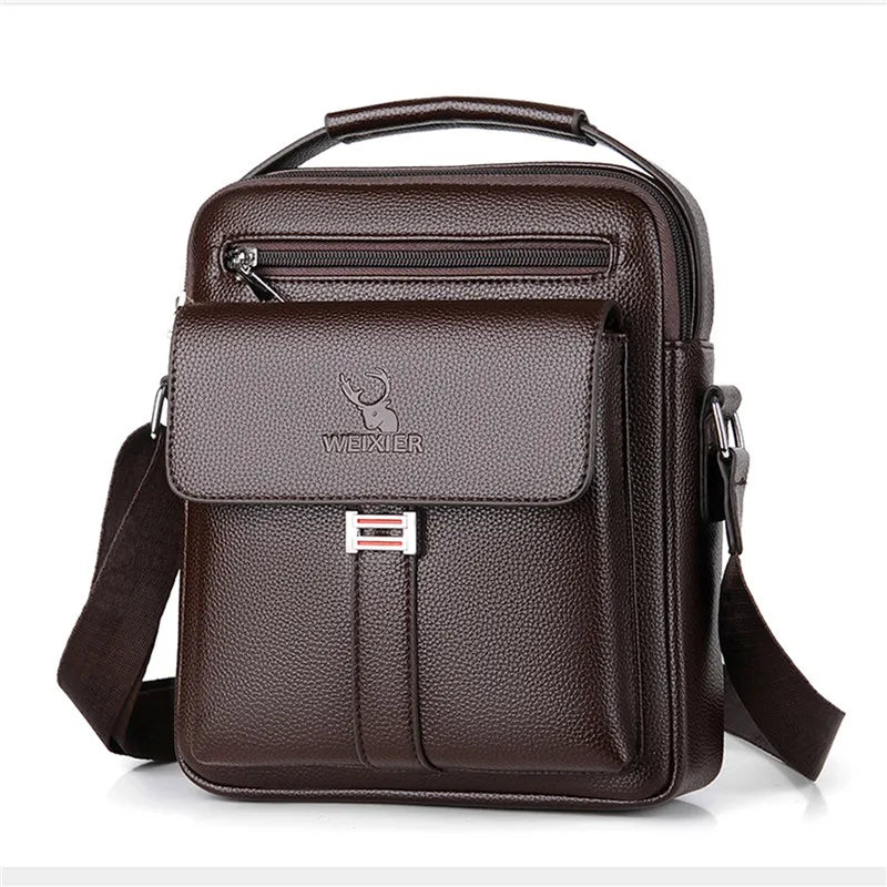 Men’s Crossbody Shoulder Bag - Vintage Large Capacity Waterproof PU Leather Messenger Tote