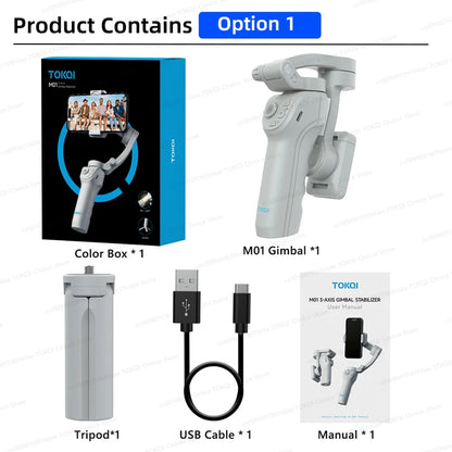 Handheld Gimbal Phone Stabilizer with Fill Light for Smartphone 3-Axis anti Shake Foldable Holder Selfie Tripod for Iphone