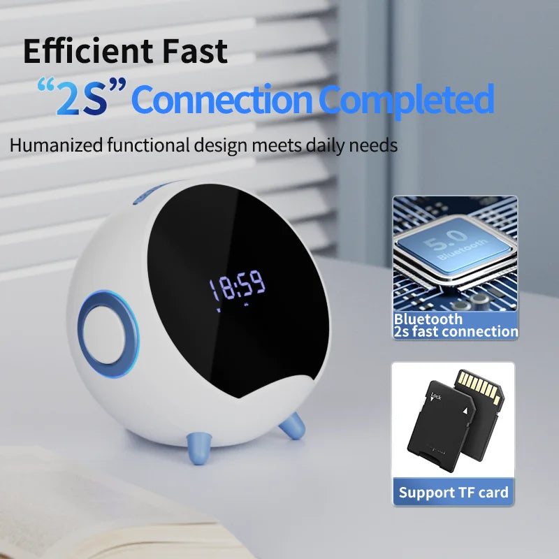 Planet AI Smart Interactive Bluetooth Speaker – Mobile Phone Holder, Wireless Charging, Clock Alarm, TF Card & USB Support