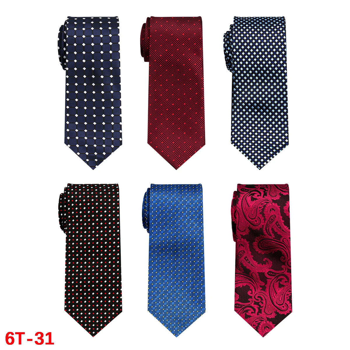 6-Pack Classic Woven Jacquard Men’s Ties – Business & Wedding Necktie Set | Formal Accessories for Workplace or Gift