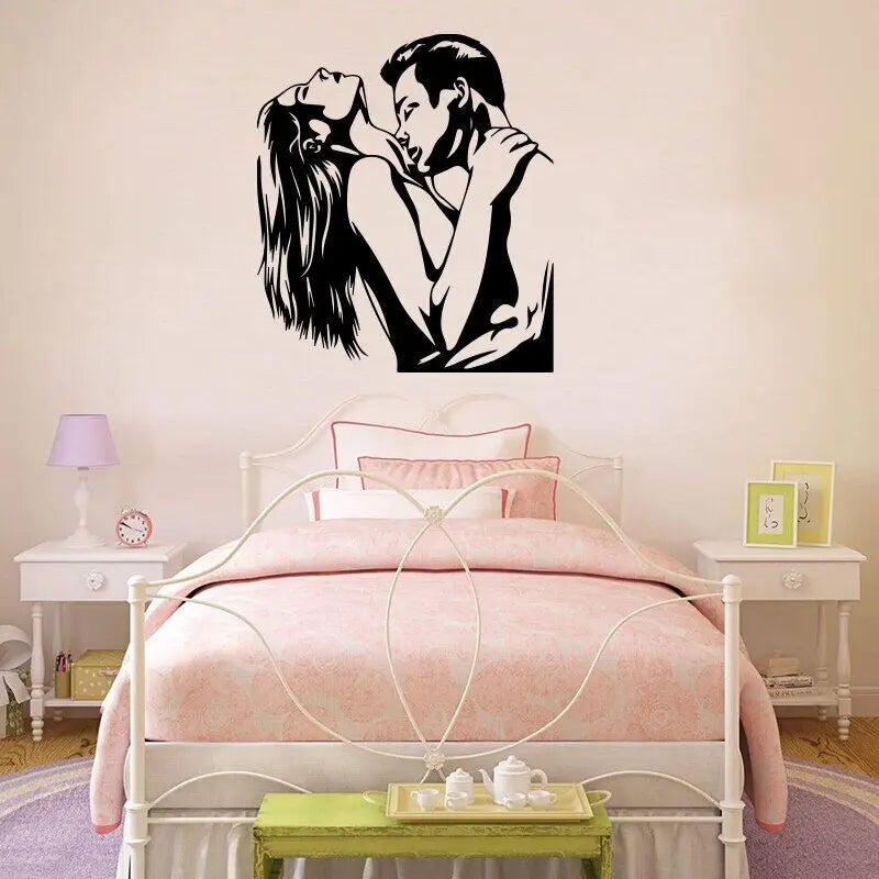 Modern Sexy Kiss Man Woman Girl Wall Sticker - Bedroom Naked Couple Romantic Wall Decal for Living Room and Couple Room Decor