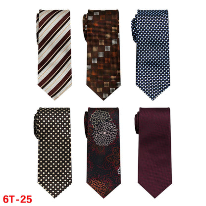 6-Pack Classic Woven Jacquard Men’s Ties – Business & Wedding Necktie Set | Formal Accessories for Workplace or Gift