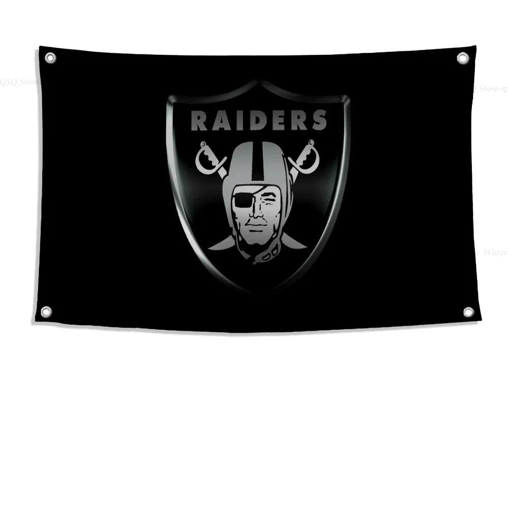 Customizable Raiders Flag - High-Quality Polyester Banner for Outdoor Decor & Room Aesthetic