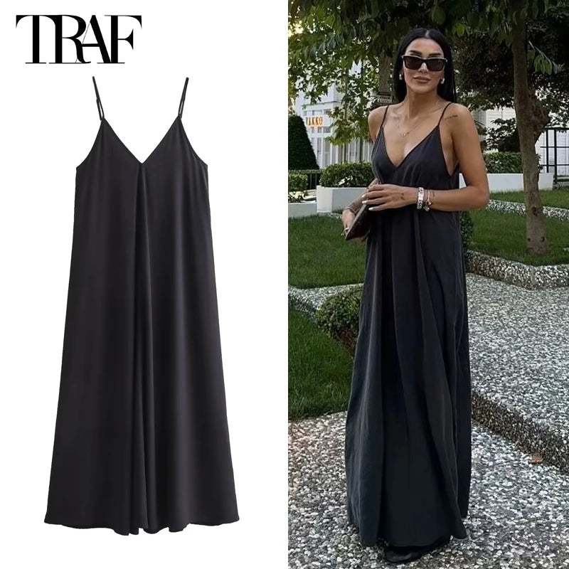 Backless Draped Slip Maxi Dress – Sexy Summer Beach Dress 
