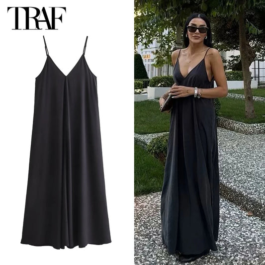 Backless Draped Slip Maxi Dress – Sexy Summer Beach Dress 