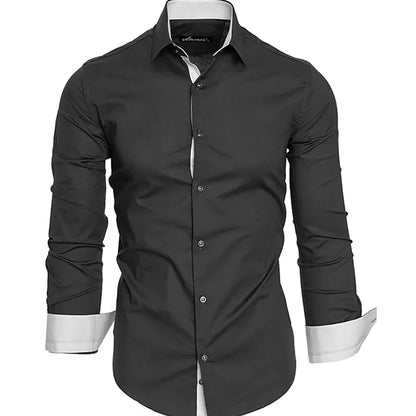 Men’s Polka Dot Slim Fit Shirt – Long Sleeve Lapel Collar Casual Shirt for Young Men