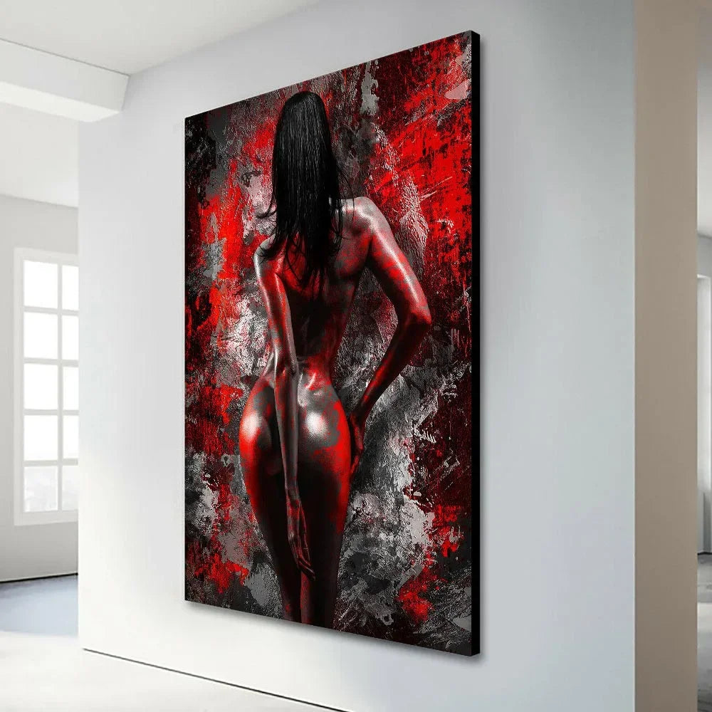 Sexy Nude Women Poster Home Wall Picture Prints Canvas Painting Sensual Red Woman Wall Art for Living Room Decor Mural Frameless