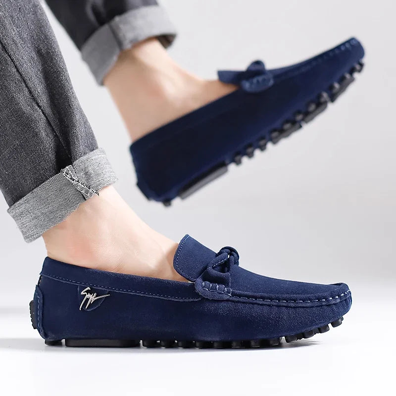Tide Men’s Business Moccasin Shoes – Black, Blue & Red Casual Luxury Loafers (Size 38-47)