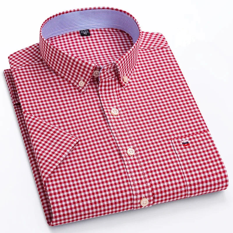Men’s Premium Oxford Cotton Short Sleeve Shirt – Breathable Business Casual Summer Wear