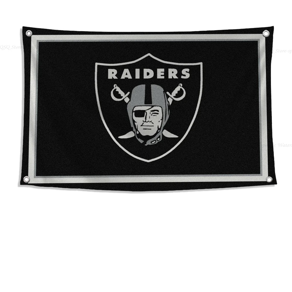 Customizable Raiders Flag - High-Quality Polyester Banner for Outdoor Decor & Room Aesthetic