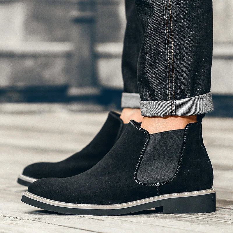 Men’s Suede Leather Chelsea Boots – High-Quality Autumn Ankle Boots, Slip-On Style Footwear