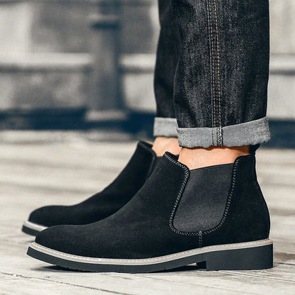 Men’s Suede Leather Chelsea Boots – High-Quality Autumn Ankle Boots, Slip-On Style Footwear