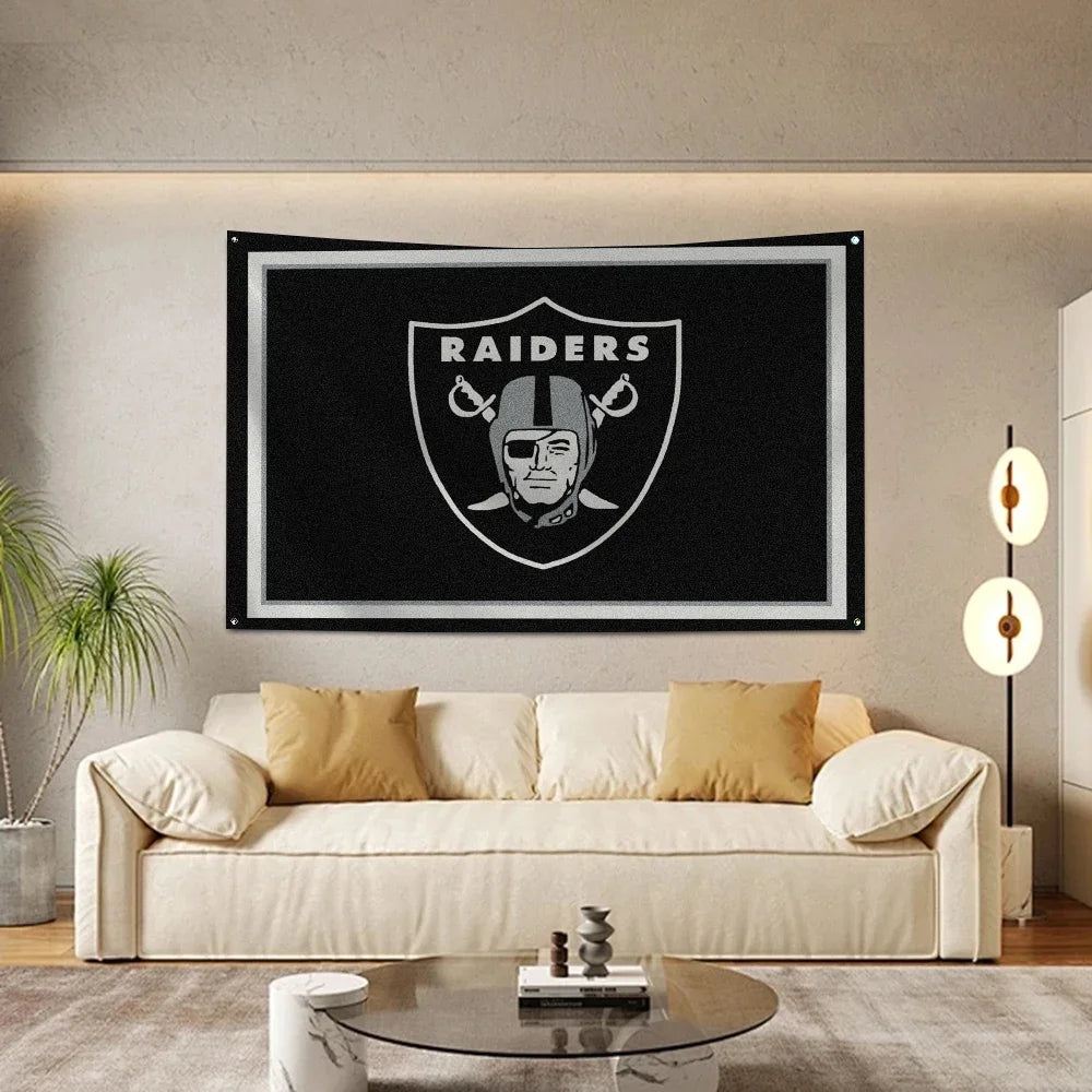 Customizable Raiders Flag - High-Quality Polyester Banner for Outdoor Decor & Room Aesthetic