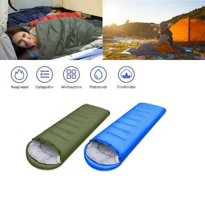 SLEEPING BAGS CAMPING RECTANGULAR ENVELOPE ZIP up KIDS ADULT - DynamicDrop Hub