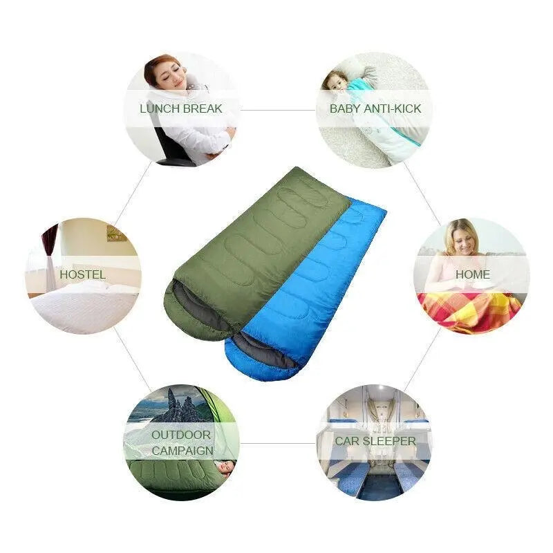 SLEEPING BAGS CAMPING RECTANGULAR ENVELOPE ZIP up KIDS ADULT - DynamicDrop Hub